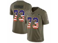 Men Nike New England Patriots #73 John Hannah Limited Olive/USA Flag 2017 Salute to Service NFL Jersey