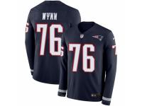 Men Nike New England Patriots #76 Isaiah Wynn Limited Navy Blue Therma Long Sleeve NFL Jersey