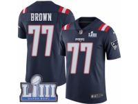 Men Nike New England Patriots #77 Trent Brown Limited Navy Blue Rush Vapor Untouchable Super Bowl LIII Bound NFL Jersey