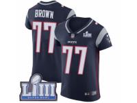 Men Nike New England Patriots #77 Trent Brown Navy Blue Team Color Vapor Untouchable Elite Player Super Bowl LIII Bound NFL Jersey