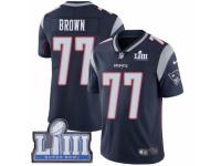 Men Nike New England Patriots #77 Trent Brown Navy Blue Team Color Vapor Untouchable Limited Player Super Bowl LIII Bound NFL Jersey