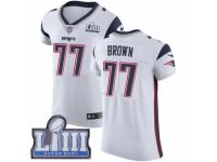 Men Nike New England Patriots #77 Trent Brown White Vapor Untouchable Elite Player Super Bowl LIII Bound NFL Jersey