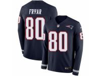 Men Nike New England Patriots #80 Irving Fryar Limited Navy Blue Therma Long Sleeve NFL Jersey