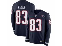 Men Nike New England Patriots #83 Dwayne Allen Limited Navy Blue Therma Long Sleeve NFL Jersey