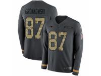 Men Nike New England Patriots #87 Rob Gronkowski Limited Black Salute to Service Therma Long Sleeve NFL Jersey