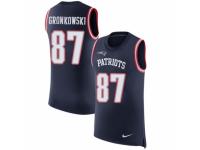 Men Nike New England Patriots #87 Rob Gronkowski Limited Navy Blue Rush Player Name & Number Tank Top NFL Jersey