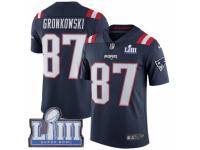 Men Nike New England Patriots #87 Rob Gronkowski Limited Navy Blue Rush Vapor Untouchable Super Bowl LIII Bound NFL Jersey