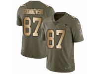 Men Nike New England Patriots #87 Rob Gronkowski Limited Olive/Gold 2017 Salute to Service NFL Jersey