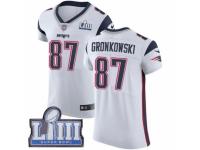 Men Nike New England Patriots #87 Rob Gronkowski White Vapor Untouchable Elite Player Super Bowl LIII Bound NFL Jersey