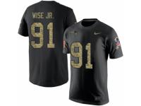 Men Nike New England Patriots #91 Deatrich Wise Jr Black Camo Salute to Service T-Shirt