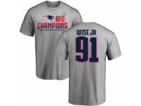 Men Nike New England Patriots #91 Deatrich Wise Jr Heather Gray 2017 AFC Champions V-Neck T-Shirt