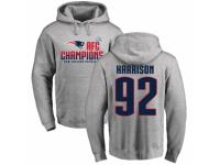 Men Nike New England Patriots #92 James Harrison Heather Gray 2017 AFC Champions Pullover Hoodie