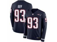 Men Nike New England Patriots #93 Lawrence Guy Limited Navy Blue Therma Long Sleeve NFL Jersey