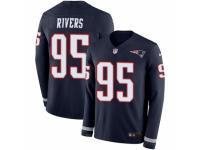 Men Nike New England Patriots #95 Derek Rivers Limited Navy Blue Therma Long Sleeve NFL Jersey