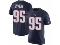 Men Nike New England Patriots #95 Derek Rivers Navy Blue Rush Pride Name & Number T-Shirt