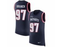 Men Nike New England Patriots #97 Alan Branch Limited Navy Blue Rush Player Name & Number Tank Top NFL Jersey