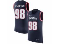 Men Nike New England Patriots #98 Trey Flowers Limited Navy Blue Rush Player Name & Number Tank Top NFL Jersey