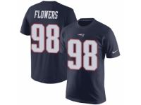 Men Nike New England Patriots #98 Trey Flowers Navy Blue Rush Pride Name & Number T-Shirt