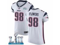 Men Nike New England Patriots #98 Trey Flowers White Vapor Untouchable Elite Player Super Bowl LII NFL Jersey