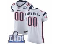 Men Nike New England Patriots Customized White Vapor Untouchable Custom Elite Super Bowl LIII Bound NFL Jersey