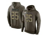 Men Nike NFL Denver Broncos #25 Chris Harris Jr. Olive Salute To Service KO Performance Hoodie