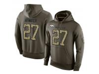 Men Nike NFL Denver Broncos #27 Steve Atwater Olive Salute To Service KO Performance Hoodie