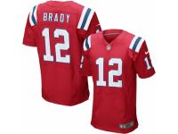 Men Nike NFL New England Patriots #12 Tom Brady Authentic Elite C Patch Red Jersey