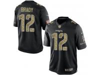 Men Nike NFL New England Patriots #12 Tom Brady Black Salute to Service Limited Jersey