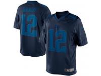 Men Nike NFL New England Patriots #12 Tom Brady Navy Blue Drenched Limited Jersey