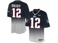 Men Nike NFL New England Patriots #12 Tom Brady NavyGrey Fadeaway Limited Jersey