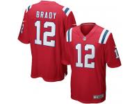 Men Nike NFL New England Patriots #12 Tom Brady Red Game Jersey