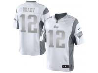 Men Nike NFL New England Patriots #12 Tom Brady White Platinum Limited Jersey