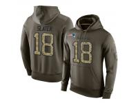 Men Nike NFL New England Patriots #18 Matthew Slater Olive Salute To Service KO Performance Hoodie