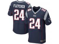 Men Nike NFL New England Patriots #24 Bradley Fletcher Authentic Elite Home Navy Blue Jersey