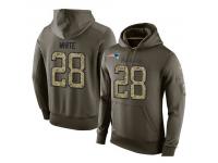 Men Nike NFL New England Patriots #28 James White Olive Salute To Service KO Performance Hoodie