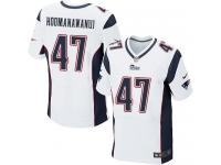 Men Nike NFL New England Patriots #47 Michael Hoomanawanui Authentic Elite Road White Jersey