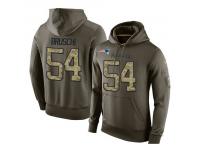 Men Nike NFL New England Patriots #54 Tedy Bruschi Olive Salute To Service KO Performance Hoodie