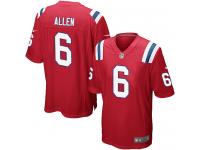 Men Nike NFL New England Patriots #6 Ryan Allen Red Game Jersey