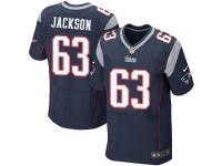 Men Nike NFL New England Patriots #63 Tre Jackson Authentic Elite Home Navy Blue Jersey