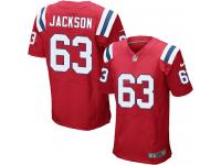 Men Nike NFL New England Patriots #63 Tre Jackson Authentic Elite Red Jersey