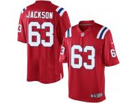 Men Nike NFL New England Patriots #63 Tre Jackson Red Limited Jersey