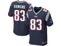 Men Nike NFL New England Patriots #83 Lavelle Hawkins Authentic Elite Home Navy Blue Jersey