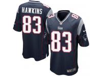 Men Nike NFL New England Patriots #83 Lavelle Hawkins Home Navy Blue Game Jersey