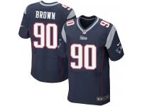 Men Nike NFL New England Patriots #90 Malcom Brown Authentic Elite Home Navy Blue Jersey