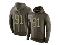 Men Nike NFL New England Patriots #91 Jamie Collins Olive Salute To Service KO Performance Hoodie