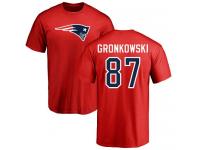 Men Nike Rob Gronkowski Red Name & Number Logo - NFL New England Patriots #87 T-Shirt