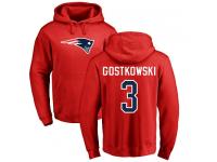 Men Nike Stephen Gostkowski Red Name & Number Logo - NFL New England Patriots #3 Pullover Hoodie