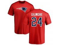 Men Nike Stephon Gilmore Red Name & Number Logo - NFL New England Patriots #24 T-Shirt