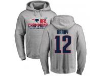 Men Nike Tom Brady Heather Gray 2017 AFC Champions - NFL New England Patriots #12 Pullover Hoodie