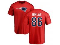 Men Nike Troy Niklas Red Name & Number Logo - NFL New England Patriots #86 T-Shirt